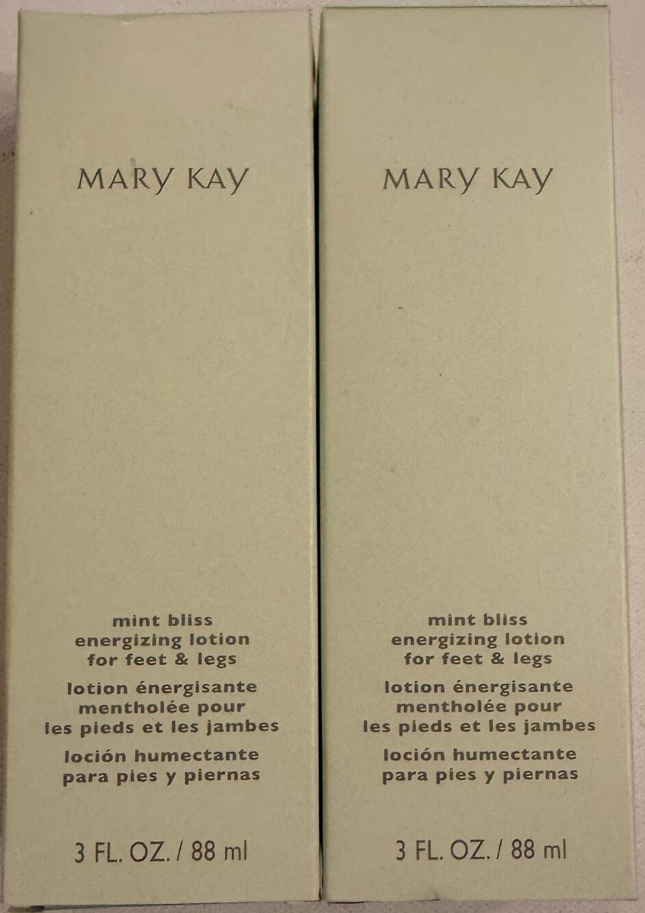 Lot of 2 NIB Mary Kay Mint Bliss Energizing Lotion For Feet & Legs 3 floz 125872